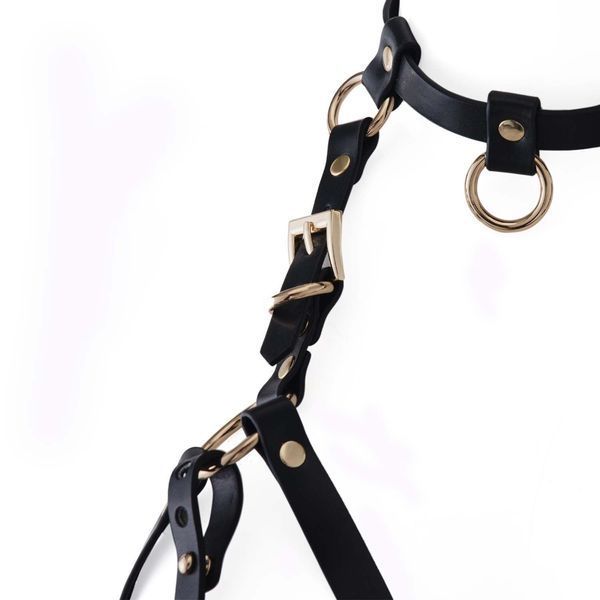 Портупея на грудь LOCKINK SEVANDA Queen Chest Harness with Removable Bra, чорна, зі знімними пестис SX0873