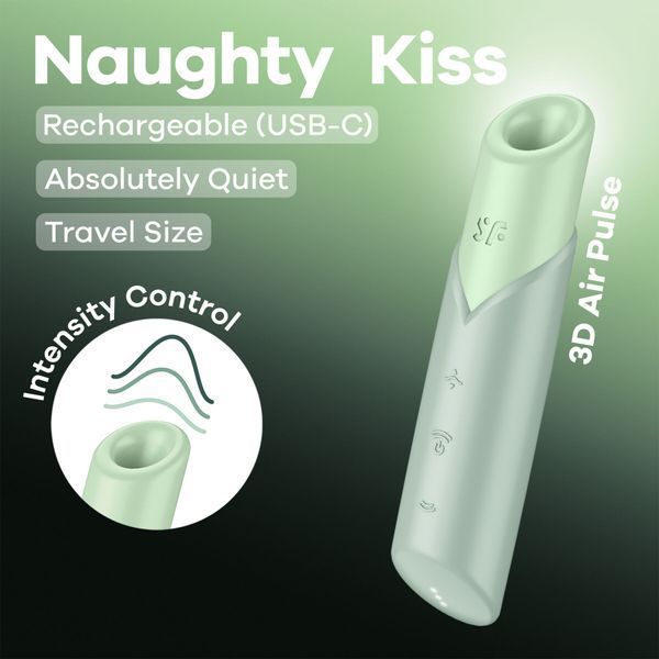 Вакуумный стимулятор Satisfyer Naughty Kiss, магнитная технология 3D Air Pulse, 30 режимов работы SX2162
