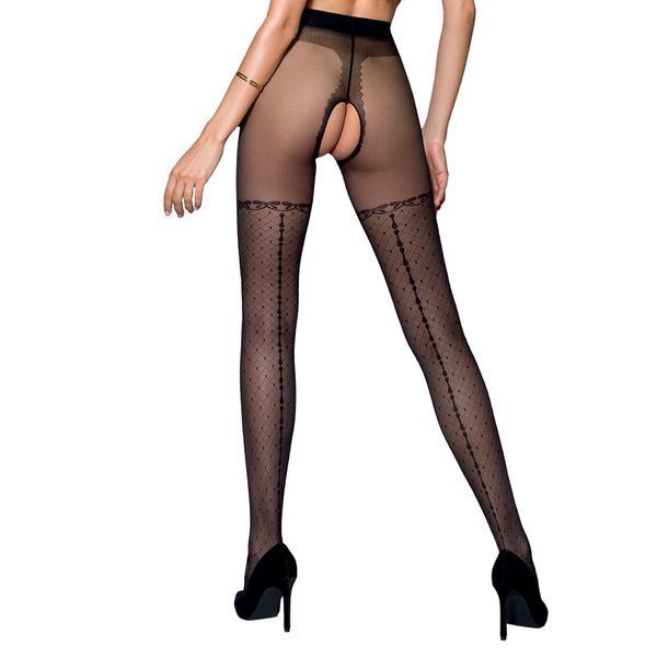 Колготки з відкритим доступом, імітація панчіх Passion TIOPEN 014 1/2 (20 den), black SO5822
