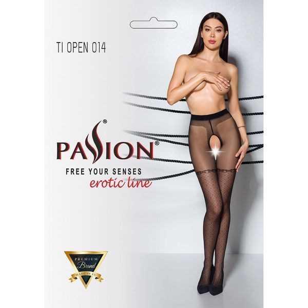 Колготки з відкритим доступом, імітація панчіх Passion TIOPEN 014 1/2 (20 den), black SO5822