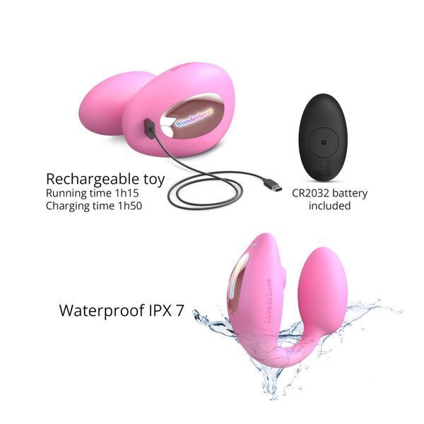 Віброяйце з вакуумною кліторальною стимуляцією Love To Love Wonderlover PINK PASSION SO9616