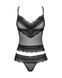 Напівпрозорий набір з прикрасами Obsessive Ivannes top & thong S/M, чорний, топ та танга SO7283 фото 5