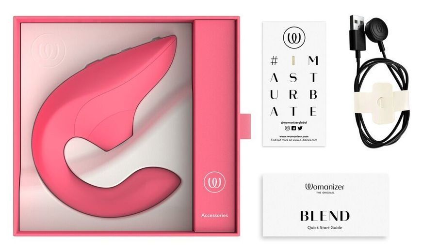 Вагінально-кліторальний стимулятор Womanizer Blend Vibrant Rose, вібрація + вакуум, 2 мотори SX2141