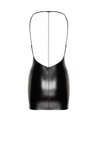 Платье Noir Handmade F307 Mirage, XXL, black, мини, под латекс, открытая спина, декор из стразов SX0283