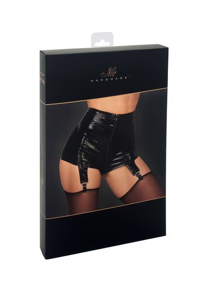 Шортики Noir Handmade F325 Glam, L, black, вініл, висока талія, кріплення для панчіх, з доступом SX0383