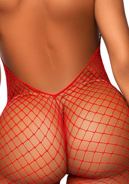 Еротичний сітчастий бодістокінг Leg Avenue Racer neck bodystocking Red SO9158