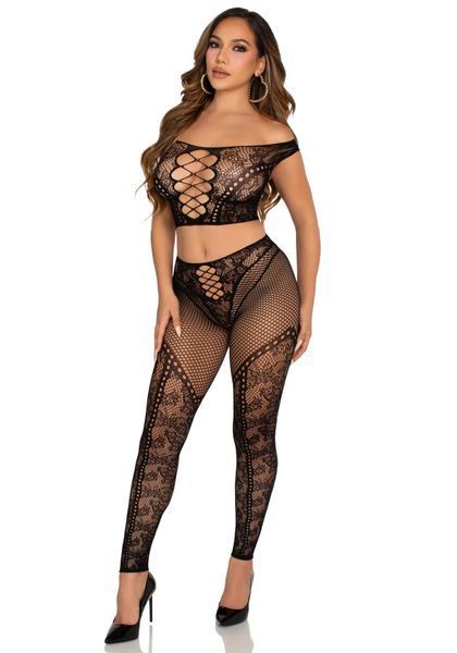 Комплект Leg Avenue Off Shoulder Crop Top and Legging One Size SX2748