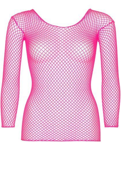 Сетчатый топ Leg Avenue Long Sleeves T-Shirts Neon Pink, One Size SO9105