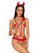 Еротичний костюм чортика зі стреп Obsessive Evilia teddy red L/XL SO7707 фото 1