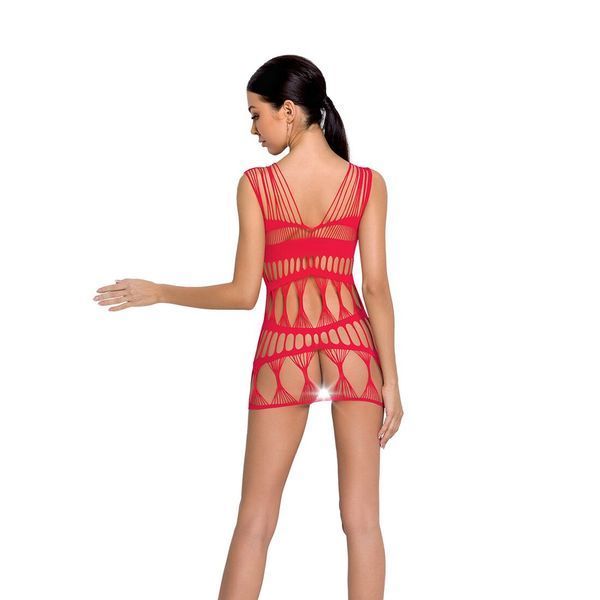 Бодістокінг-сукня Passion BS089 red, міні, плетіння у вигляді павутини SO6386