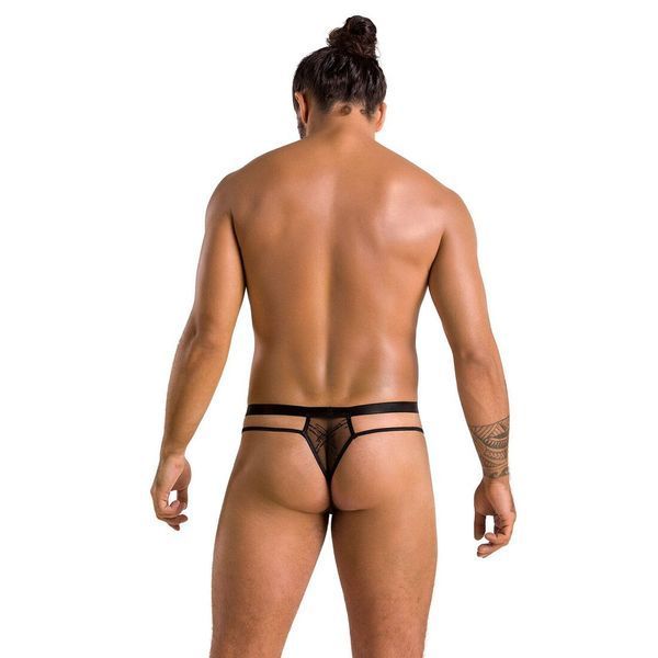 Чоловічі прозорі стринги Passion 029 THONG COLLIN L/XL Black, сітка SO7558