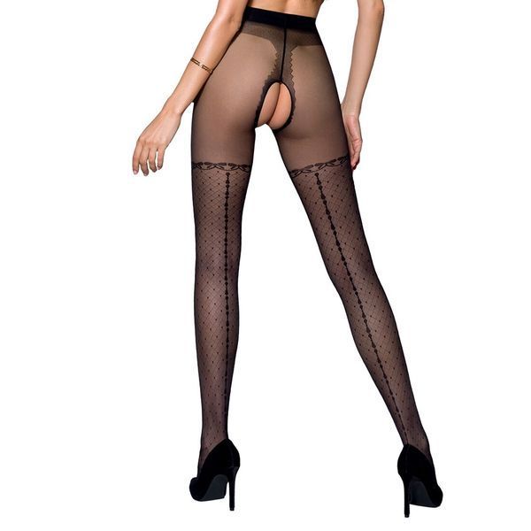 Колготки з відкритим доступом, імітація панчіх Passion TIOPEN 014 3/4 (20 den), black SO5823