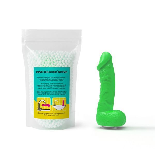 Мило у формі пеніса Чистий Кайф LARGE Green, крафтове мило-член, натуральне SX2318