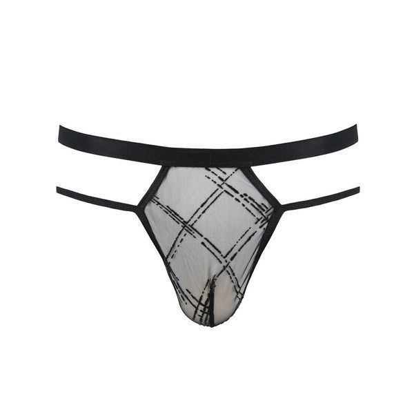 Чоловічі прозорі стринги Passion 029 THONG COLLIN L/XL Black, сітка SO7558