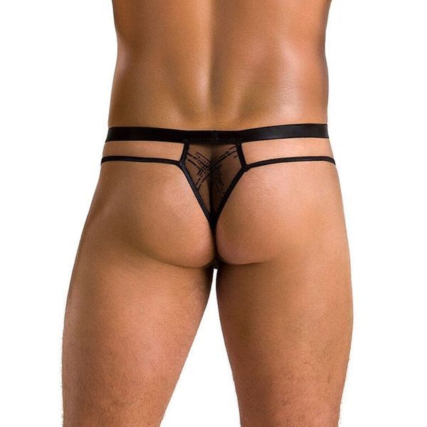 Чоловічі прозорі стринги Passion 029 THONG COLLIN L/XL Black, сітка SO7558