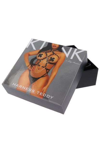 Портупея-тедди из экокожи Leg Avenue Heart ring harness teddy M, Black, подвеска-сердечко, цепи SO8564