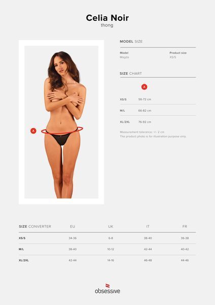 Прозрачные стринги с кружевом Obsessive Celia Noir thong M/L SO7869