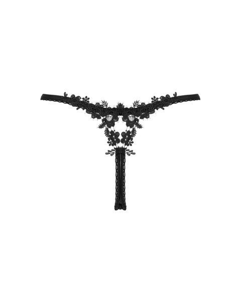 Прозрачные стринги с кружевом Obsessive Celia Noir thong M/L SO7869