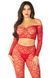 Комплект кружевной топ и леггинсы Leg Avenue Off The Shoulder Top and Footless Tights One Size, Red SX1749 фото 1