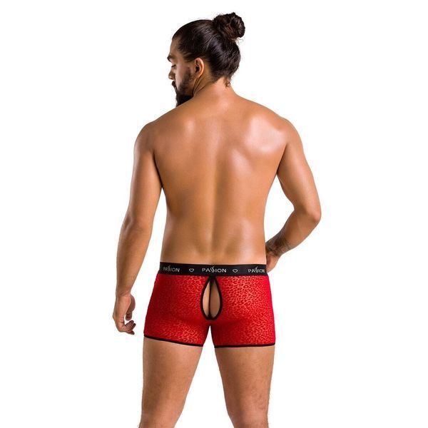 Мужские прозрачные боксеры Passion 046 SHORT PARKER L/XL Red, сетка, под леопард SO7609