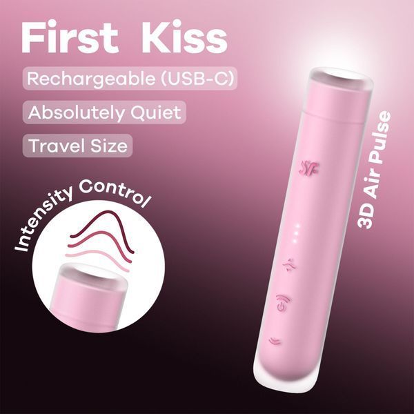Вакуумный стимулятор Satisfyer First Kiss, технология 3D Air Pulse, 30 режимов, двойной силикон SX2164