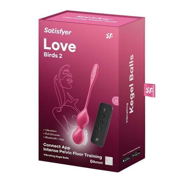 Вагинальные смарт-шарики с вибрацией Satisfyer Love Birds 2 Connect App Red, 86 г, пульт ДУ SX0571