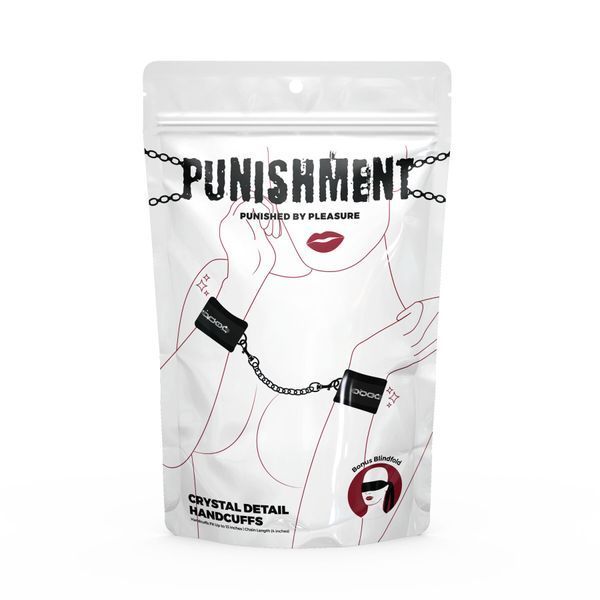 Мягкие наручники с кристаллами Punishment - Crystal Detail Handcuffs &ndash; Black SX2227