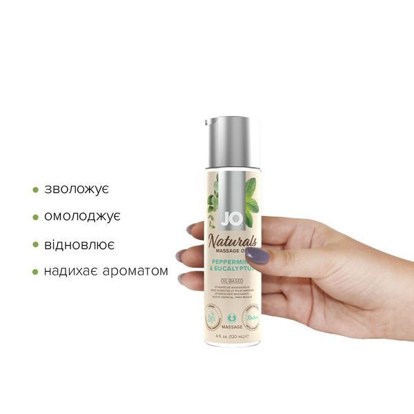 Массажное масло JO Naturals Massage Oil Peppermint & Eucalyptus с эфирными маслами (120 мл) SO6166