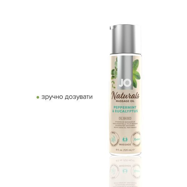 Массажное масло JO Naturals Massage Oil Peppermint & Eucalyptus с эфирными маслами (120 мл) SO6166