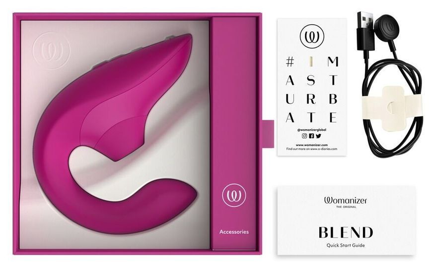 Вагінально-кліторальний стимулятор Womanizer Blend Vibrant Pink, вібрація + вакуум, 2 мотори SX2143