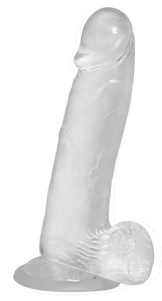 Прозорий фалоімітатор на присосці ADDICTION &mdash; Clear Dildo with Balls 8&Prime;, віброкуля в подарунок SX3153