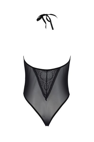 Боді Passion DROSERA BODY black, S/M, високі вирізи, верх на зав&rsquo;язках SX0471