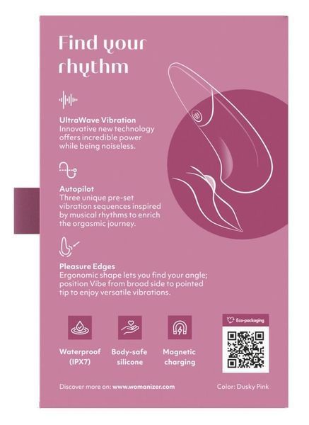 Мінівібратор Womanizer Vibe Dusky Pink, 3 авторежими + 10 рівнів інтенсивності SX2144