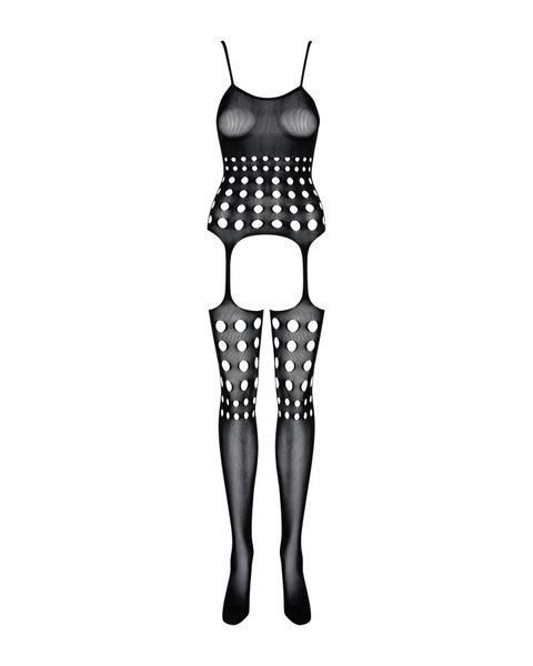 Бодістокінг Obsessive Bodystocking G310 S/M/L, топ, панчохи, підв&rsquo;язки, круглі вирізи SO7236