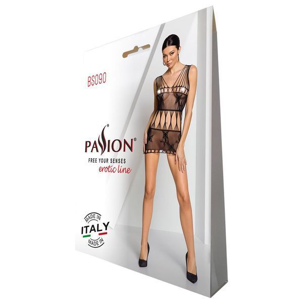 Бодістокінг мінісукня з метеликами Passion BS090 One Size black SO6388