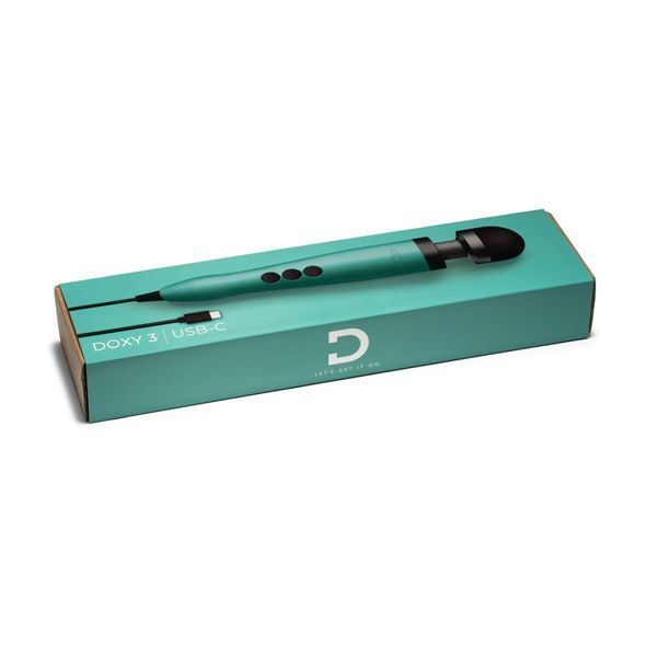 Вібромасажер DOXY3 USB-C Massager TURQUOISE, кабель USB-C, регульована інтенсивність, компактний SX2452