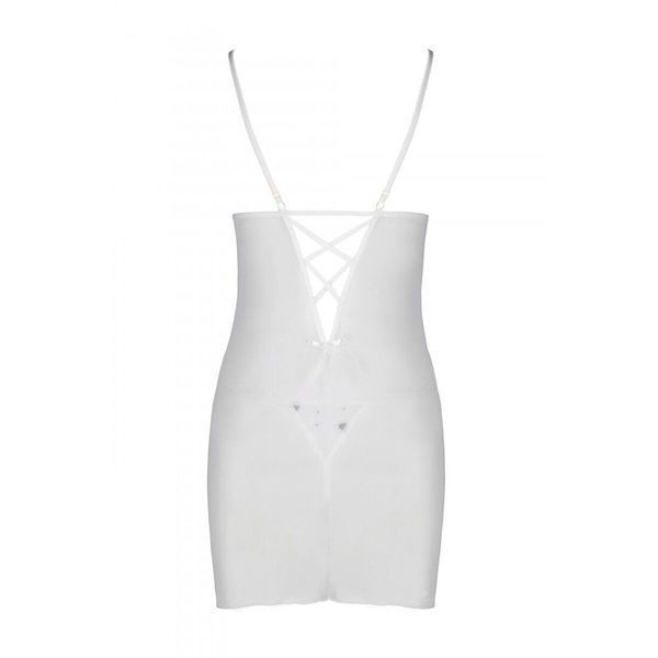 Сорочка з вирізами на грудях, стрінги Passion LOVELIA CHEMISE S/M, white SO4763