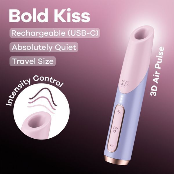 Вакуумный стимулятор Satisfyer Bold Kiss Violet, магнитная технология 3D Air Pulse, 30 режимов работы SX2165