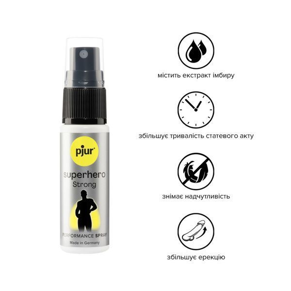 Спрей-пролонгатор pjur Superhero Strong Spray 20 ml, з екстрактом імбиру, без анестетиків PJ12920