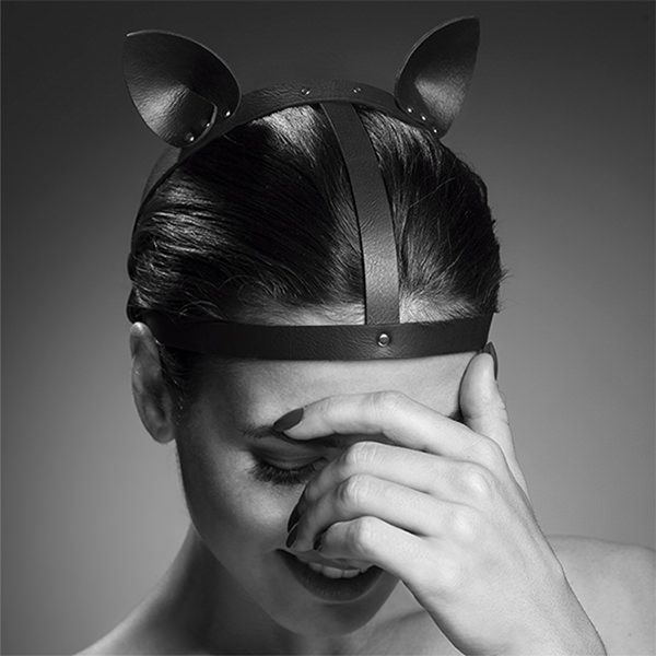 Маска кішечки Bijoux Indiscrets MAZE - Cat Ears Headpiece Black, екошкіра SO2684