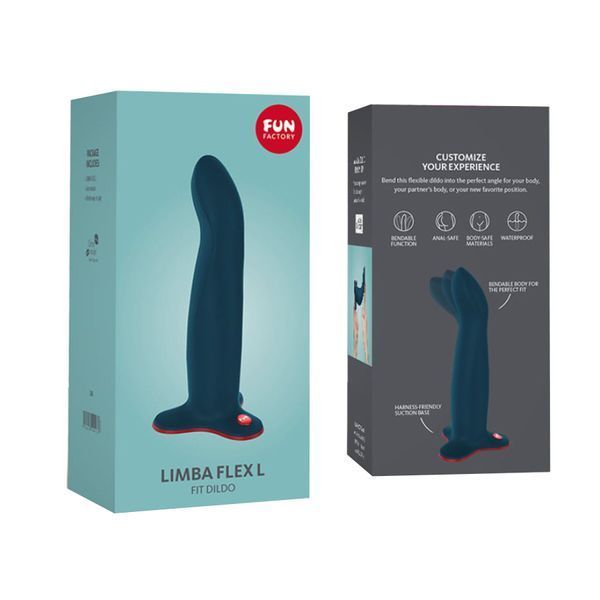Фалоімітатор Fun Factory LIMBA FLEX L, колір морської хвилі, гнучкий, з ефектом пам&rsquo;яті, підходить для точки G SX0996