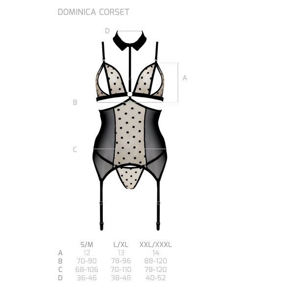 Корсет с открытой грудью Passion DOMINICA CORSET L/XL beige, пажи для чулок, стринги SO8430