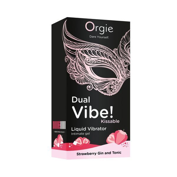 Жидкий вибратор Orgie Dual Vibe! Strawberry Gin & Tonic Kissable Liquid Vibrator, 15 мл SX1489