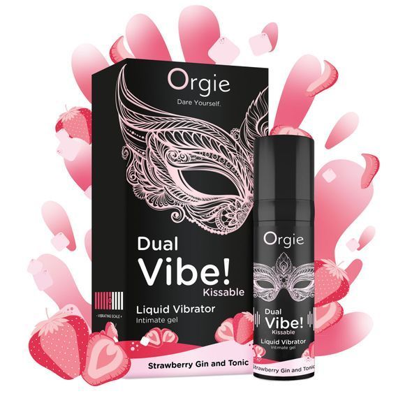 Жидкий вибратор Orgie Dual Vibe! Strawberry Gin & Tonic Kissable Liquid Vibrator, 15 мл SX1489