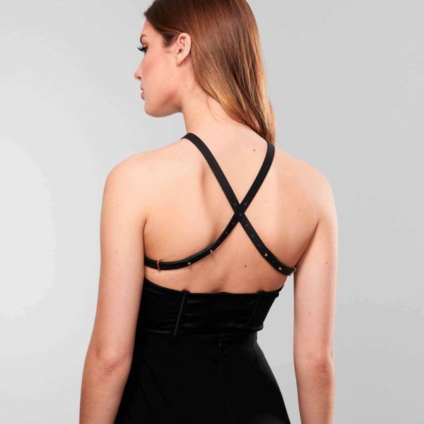 Портупея из экокожи Bijoux Indiscrets MAZE &mdash; Cross Chest Harness Black SO6635