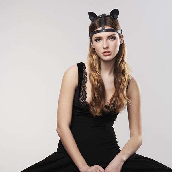 Маска кішечки Bijoux Indiscrets MAZE - Cat Ears Headpiece Black, екошкіра SO2684