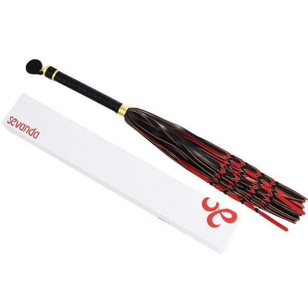 Флогер LOCKINK SEVANDA Red & Black Braided Tail Flogger, червоно-чорний, хвости з вузликами SX0876