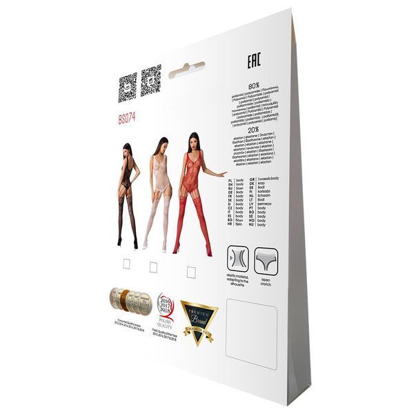 Ажурный бодистокинг с имитацией чулок Passion BS074 red SO4148