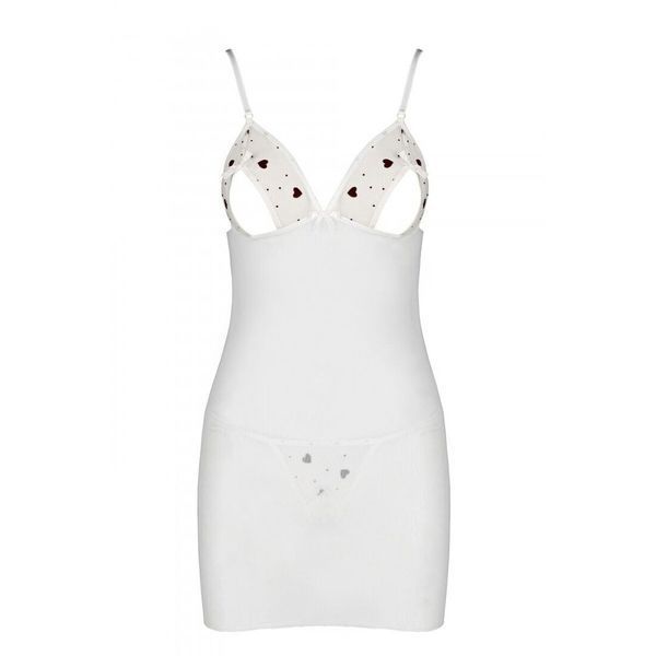 Сорочка з вирізами на грудях, стрінги Passion LOVELIA CHEMISE S/M, white SO4763