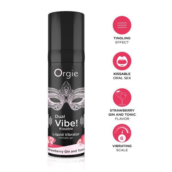 Жидкий вибратор Orgie Dual Vibe! Strawberry Gin & Tonic Kissable Liquid Vibrator, 15 мл SX1489